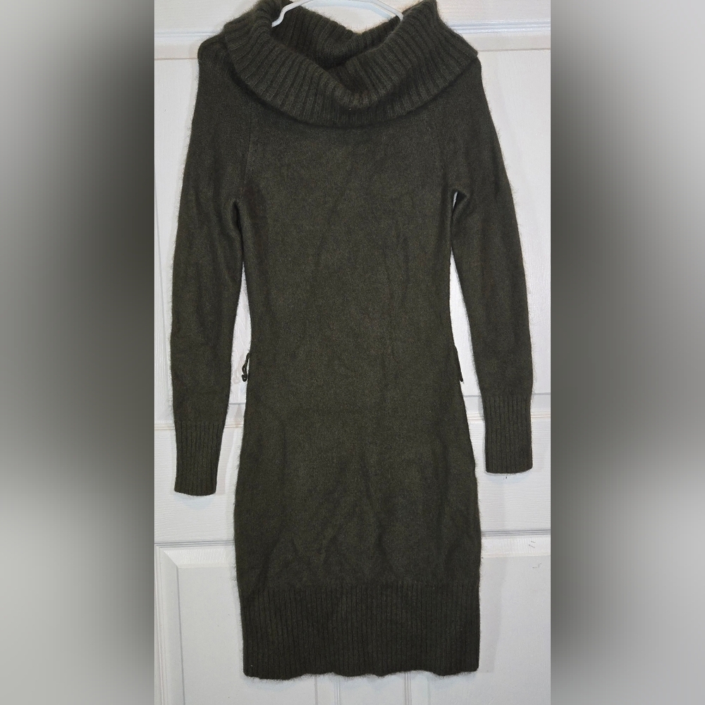 Moda International Lamb/Angora Long Sleeve Sweater Dress Deep Olive Green SM